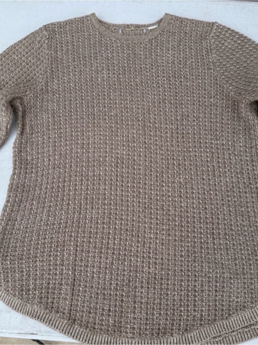 Women's Taupe Waffle-Knit Sweater